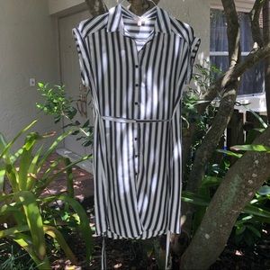 Como Vintage Pinstriped Shirt Cut Dress